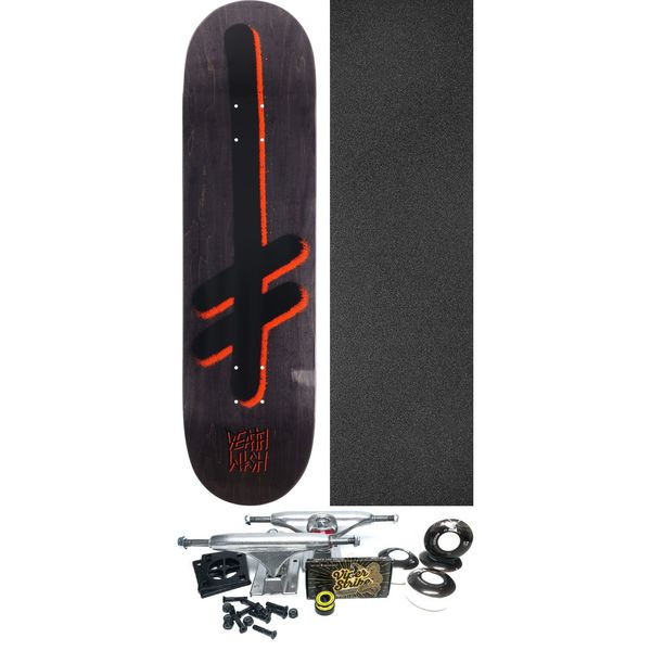 Deathwish Skateboards Gang Logo Black / Orange Skateboard Deck - 8.47" x 31.875" - Complete Skateboard Bundle